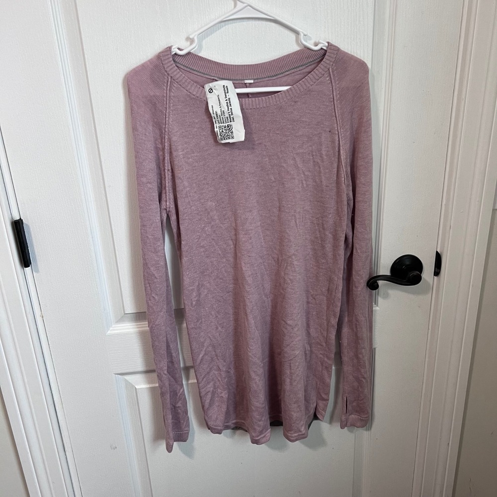 Lululemon Long Sleeve Crewneck Pullover Sweater Mauve Pink Thumbholes‎ Heathered